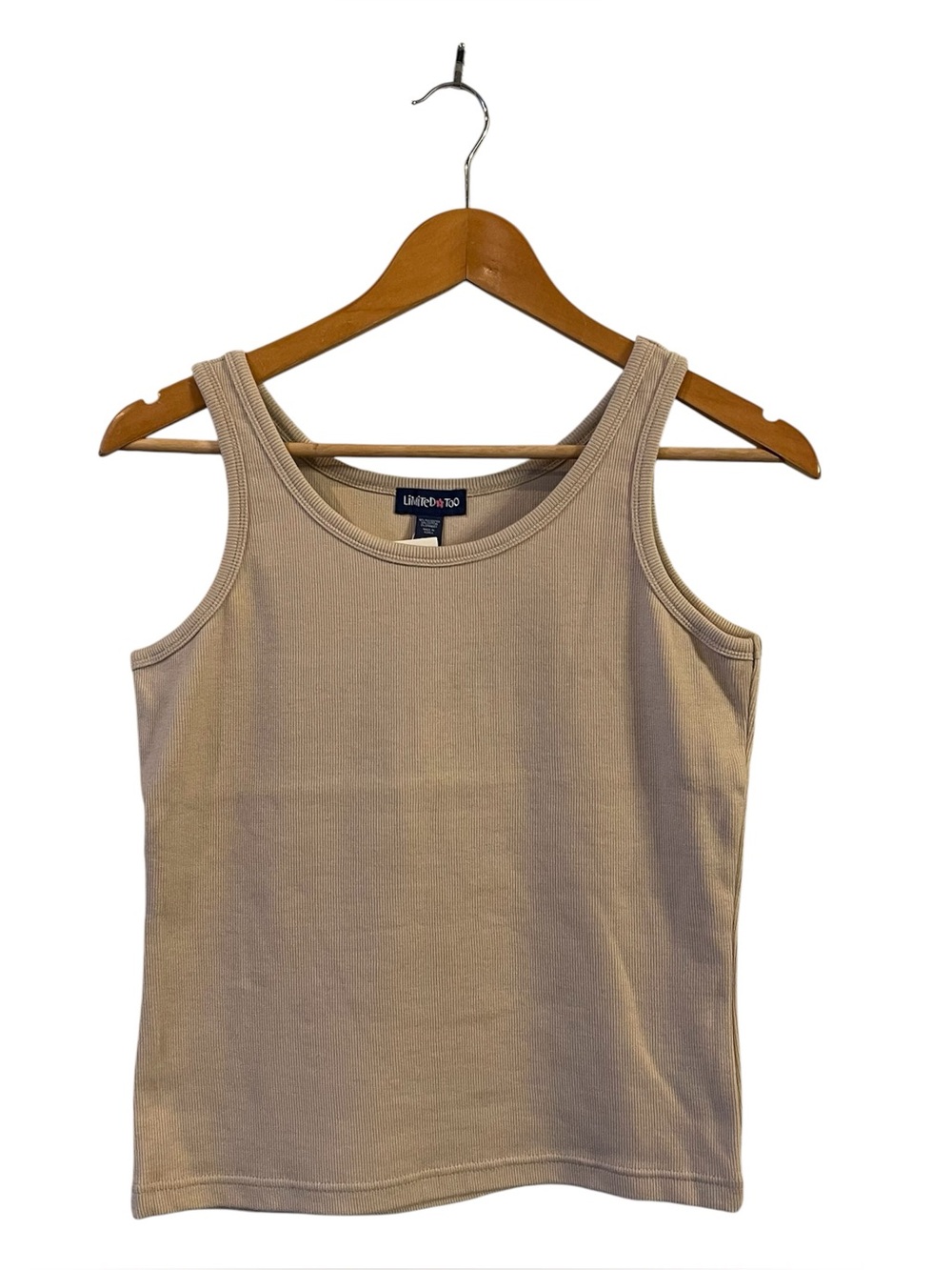 Limited Too Girl’s Vintage Y2K Ribbed Scoop Neck Beige Brown Tank XL/16 NWT